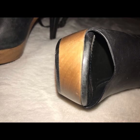 YSL back leather/wood ankle strap heels (9)💜HP❤️ - Picture 5 of 8